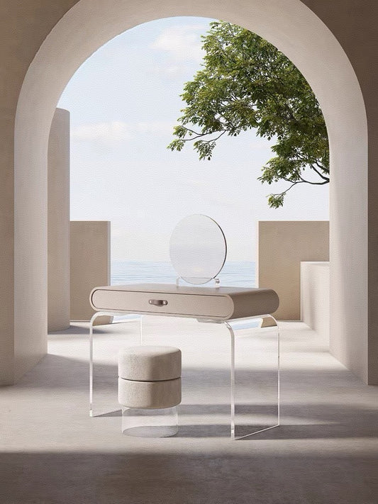 Acrylic dressing table, modern minimalist makeup table for bedroom, small apartment, trendy, light luxury, high-end.