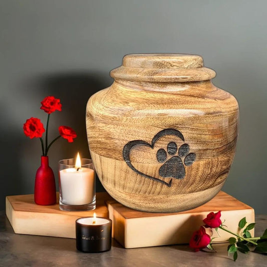wooden Urn for Dog Wooden Pet urn Cremation Urn for pet Urns for Dogs Ashes Wooden Pet Urn Box Small wooden urn (Keepsake (4" Hx3 Diameter)(20Cu/in))