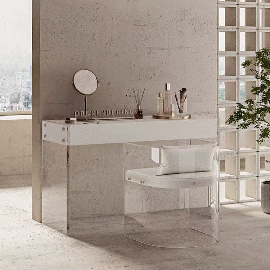 Acrylic luxury dressing table set, modern minimalist bedroom dressing table, small apartment makeup table, floating Instagram style.